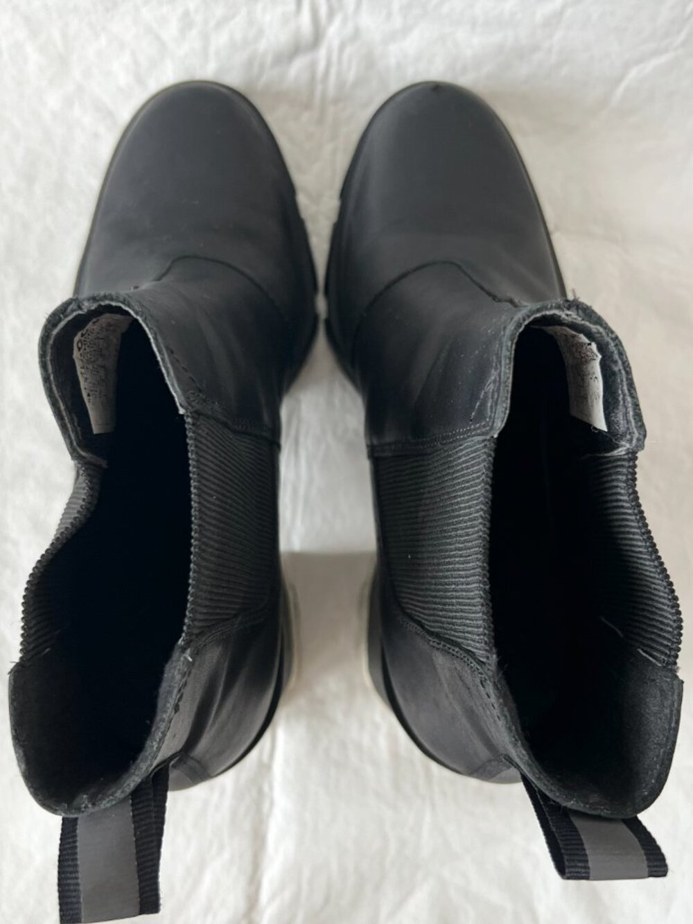 Sorel chelsea boots black leather waterproof block high heel size 7 platform - Picture 5 of 14